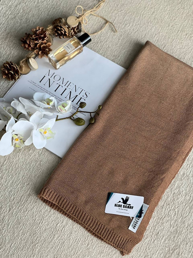 شال بافت زنانه رنگ کرم