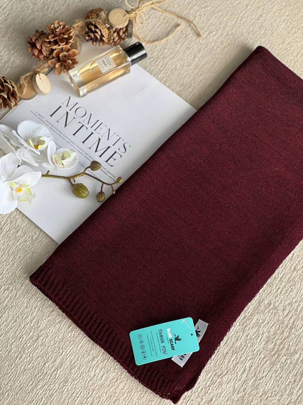 شال زنانه بافت رنگ زرشکی